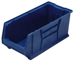Quantum Storage - 100 Lb. Load Capacity, 23-7/8" Deep, Blue Polypropylene Hopper Stacking Bin - 9" High x 8-1/4" Wide x 23-7/8" Long - Americas Industrial Supply