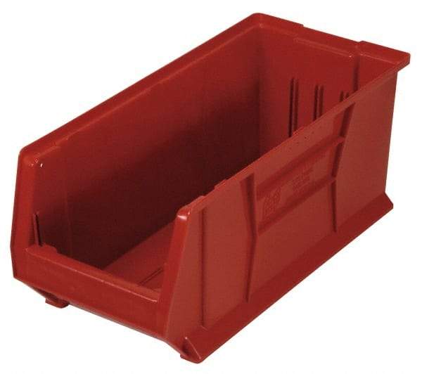Quantum Storage - 100 Lb. Load Capacity, 23-7/8" Deep, Red Polypropylene Hopper Stacking Bin - 9" High x 8-1/4" Wide x 23-7/8" Long - Americas Industrial Supply