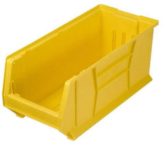 Quantum Storage - 100 Lb. Load Capacity, 23-7/8" Deep, Yellow Polypropylene Hopper Stacking Bin - 9" High x 8-1/4" Wide x 23-7/8" Long - Americas Industrial Supply