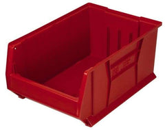 Quantum Storage - 100 Lb. Load Capacity, 23-7/8" Deep, Red Polypropylene Hopper Stacking Bin - 7" High x 11" Wide x 23-7/8" Long - Americas Industrial Supply