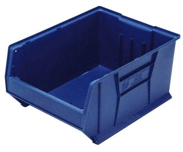 Quantum Storage - 100 Lb. Load Capacity, 23-7/8" Deep, Blue Polypropylene Hopper Stacking Bin - 11" High x 16-1/2" Wide x 23-7/8" Long - Americas Industrial Supply