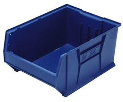 Quantum Storage - 100 Lb. Load Capacity, 23-7/8" Deep, Blue Polypropylene Hopper Stacking Bin - 11" High x 16-1/2" Wide x 23-7/8" Long - Americas Industrial Supply