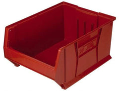 Quantum Storage - 100 Lb. Load Capacity, 23-7/8" Deep, Red Polypropylene Hopper Stacking Bin - 10" High x 11" Wide x 23-7/8" Long - Americas Industrial Supply