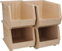 Quantum Storage - 75 Lb. Load Capacity, 18" Deep, Ivory Polypropylene Hopper Stacking Bin - 10" High x 11" Wide x 18" Long - Americas Industrial Supply