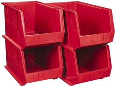 Quantum Storage - 75 Lb. Load Capacity, 18" Deep, Red Polypropylene Hopper Stacking Bin - 10" High x 11" Wide x 18" Long - Americas Industrial Supply
