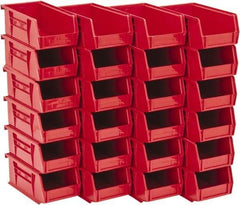 Quantum Storage - 10 Lb. Load Capacity, 7-3/8" Deep, Red Polypropylene Hopper Stacking Bin - 3" High x 4-1/8" Wide x 7-3/8" Long - Americas Industrial Supply