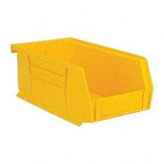 Quantum Storage - 10 Lb. Load Capacity, 7-3/8" Deep, Yellow Polypropylene Hopper Stacking Bin - 3" High x 4-1/8" Wide x 7-3/8" Long - Americas Industrial Supply