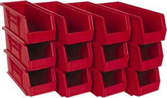 Quantum Storage - 30 Lb. Load Capacity, 10-7/8" Deep, Red Polypropylene Hopper Stacking Bin - 4" High x 4-1/8" Wide x 10-7/8" Long - Americas Industrial Supply