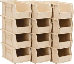 Quantum Storage - 30 Lb. Load Capacity, 10-7/8" Deep, Ivory Polypropylene Hopper Stacking Bin - 5" High x 5-1/2" Wide x 10-7/8" Long - Americas Industrial Supply