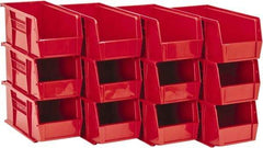 Quantum Storage - 30 Lb. Load Capacity, 10-7/8" Deep, Red Polypropylene Hopper Stacking Bin - 5" High x 5-1/2" Wide x 10-7/8" Long - Americas Industrial Supply