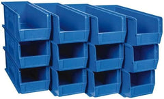 Quantum Storage - 50 Lb. Load Capacity, 14-3/4" Deep, Blue Polypropylene Hopper Stacking Bin - 5" High x 5-1/2" Wide x 14-3/4" Long - Americas Industrial Supply