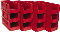 Quantum Storage - 50 Lb. Load Capacity, 14-3/4" Deep, Red Polypropylene Hopper Stacking Bin - 5" High x 5-1/2" Wide x 14-3/4" Long - Americas Industrial Supply