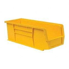 Quantum Storage - 50 Lb. Load Capacity, 14-3/4" Deep, Yellow Polypropylene Hopper Stacking Bin - 5" High x 5-1/2" Wide x 14-3/4" Long - Americas Industrial Supply