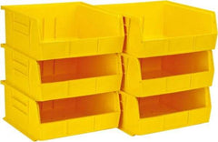 Quantum Storage - 50 Lb. Load Capacity, 10-7/8" Deep, Yellow Polypropylene Hopper Stacking Bin - 5" High x 11" Wide x 10-7/8" Long - Americas Industrial Supply