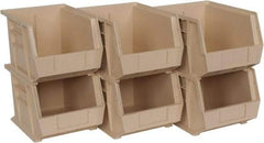 Quantum Storage - 50 Lb. Load Capacity, 10-3/4" Deep, Ivory Polypropylene Hopper Stacking Bin - 7" High x 8-1/4" Wide x 10-3/4" Long - Americas Industrial Supply