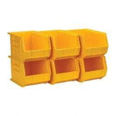 Quantum Storage - 50 Lb. Load Capacity, 10-3/4" Deep, Yellow Polypropylene Hopper Stacking Bin - 7" High x 8-1/4" Wide x 10-3/4" Long - Americas Industrial Supply