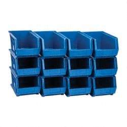 Quantum Storage - 60 Lb. Load Capacity, 14-3/4" Deep, Blue Polypropylene Hopper Stacking Bin - 7" High x 8-1/4" Wide x 14-3/4" Long - Americas Industrial Supply