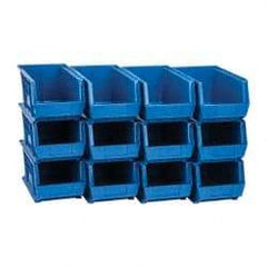 Quantum Storage - 60 Lb. Load Capacity, 14-3/4" Deep, Blue Polypropylene Hopper Stacking Bin - 7" High x 8-1/4" Wide x 14-3/4" Long - Americas Industrial Supply
