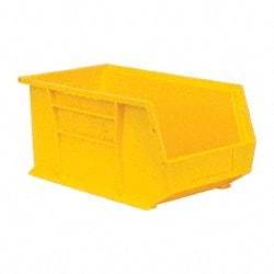 Quantum Storage - 60 Lb. Load Capacity, 14-3/4" Deep, Yellow Polypropylene Hopper Stacking Bin - 7" High x 8-1/4" Wide x 14-3/4" Long - Americas Industrial Supply