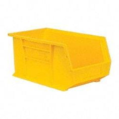 Quantum Storage - 60 Lb. Load Capacity, 14-3/4" Deep, Yellow Polypropylene Hopper Stacking Bin - 7" High x 8-1/4" Wide x 14-3/4" Long - Americas Industrial Supply