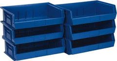 Quantum Storage - 60 Lb. Load Capacity, 10-7/8" Deep, Blue Polypropylene Hopper Stacking Bin - 5" High x 16-1/2" Wide x 10-7/8" Long - Americas Industrial Supply