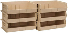 Quantum Storage - 60 Lb. Load Capacity, 10-7/8" Deep, Ivory Polypropylene Hopper Stacking Bin - 5" High x 16-1/2" Wide x 10-7/8" Long - Americas Industrial Supply