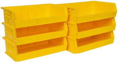 Quantum Storage - 60 Lb. Load Capacity, 10-7/8" Deep, Yellow Polypropylene Hopper Stacking Bin - 5" High x 16-1/2" Wide x 10-7/8" Long - Americas Industrial Supply