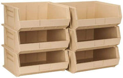 Quantum Storage - 75 Lb. Load Capacity, 14-3/4" Deep, Ivory Polypropylene Hopper Stacking Bin - 7" High x 16-1/2" Wide x 14-3/4" Long - Americas Industrial Supply