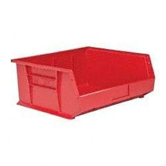 Quantum Storage - 75 Lb. Load Capacity, 14-3/4" Deep, Red Polypropylene Hopper Stacking Bin - 7" High x 16-1/2" Wide x 14-3/4" Long - Americas Industrial Supply