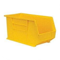Quantum Storage - 60 Lb. Load Capacity, 18" Deep, Yellow Polypropylene Hopper Stacking Bin - 9" High x 8-1/4" Wide x 18" Long - Americas Industrial Supply