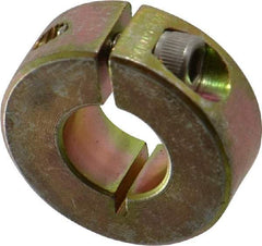 Climax Metal Products - 1/2" Bore, Steel, One Piece One Piece Split Shaft Collar - 1-1/8" Outside Diam, 13/32" Wide - Americas Industrial Supply