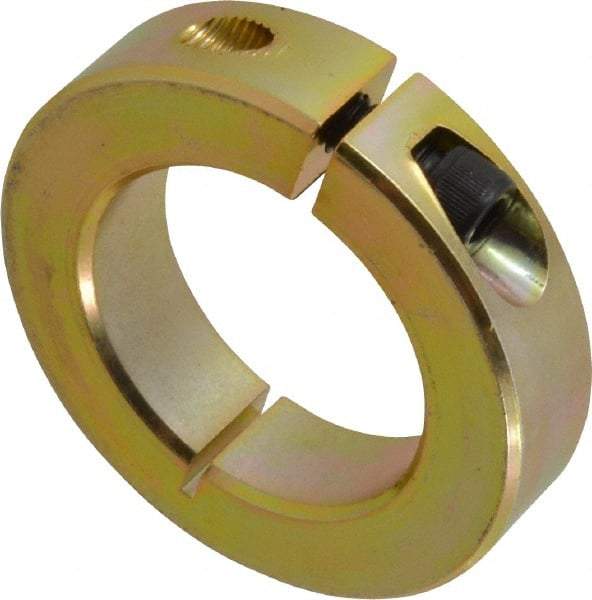 Climax Metal Products - 1-1/2" Bore, Steel, One Piece One Piece Split Shaft Collar - 2-3/8" Outside Diam, 9/16" Wide - Americas Industrial Supply