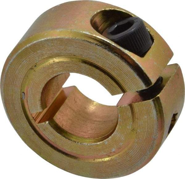 Climax Metal Products - 3/8" Bore, Steel, One Piece One Piece Split Shaft Collar - 7/8" Outside Diam, 11/32" Wide - Americas Industrial Supply