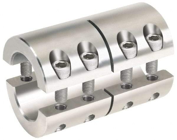 Climax Metal Products - 5/8 x 1/2" Bore, Stainless Steel, Two Piece Two Piece Split Shaft Collar - 1-5/16" Outside Diam, 2" Wide - Americas Industrial Supply