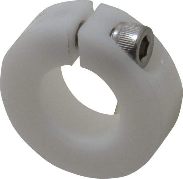 Climax Metal Products - 3/4" Bore, Plastic, One Piece One Piece Split Shaft Collar - 1-1/2" Outside Diam, 1/2" Wide - Americas Industrial Supply