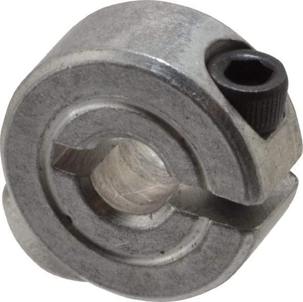 Climax Metal Products - 3/16" Bore, Aluminum, One Piece One Piece Split Shaft Collar - 5/8" Outside Diam, 9/32" Wide - Americas Industrial Supply