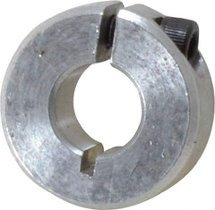 Climax Metal Products - 3/8" Bore, Aluminum, One Piece One Piece Split Shaft Collar - 7/8" Outside Diam, 11/32" Wide - Americas Industrial Supply