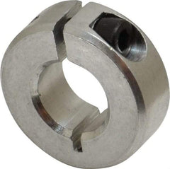 Climax Metal Products - 7/16" Bore, Aluminum, One Piece One Piece Split Shaft Collar - 15/16" Outside Diam, 11/32" Wide - Americas Industrial Supply