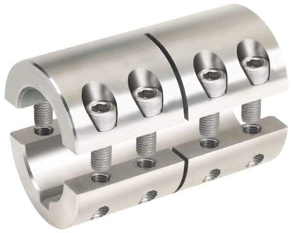 Climax Metal Products - 5/8 x 1/2" Bore, Stainless Steel, With Keyway Two Piece Split Shaft Collar - 1-5/16" Outside Diam, 2" Wide - Americas Industrial Supply