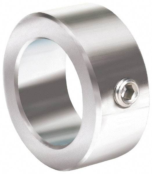 Climax Metal Products - 2-9/16" Bore, Stainless Steel, One Piece Solid Set Screw Collars - 3-3/4" Outside Diam, 1-1/8" Wide - Americas Industrial Supply