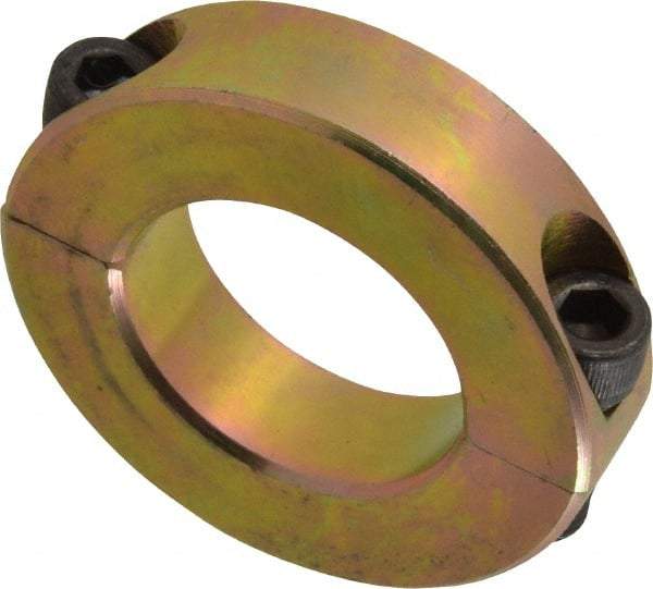 Climax Metal Products - 1-3/16" Bore, Steel, Two Piece Clamping Shaft Collar - 2-1/16" Outside Diam, 1/2" Wide - Americas Industrial Supply