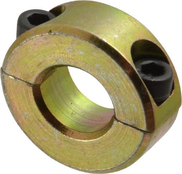 Climax Metal Products - 7/16" Bore, Steel, Two Piece Clamping Shaft Collar - 15/16" Outside Diam, 11/32" Wide - Americas Industrial Supply