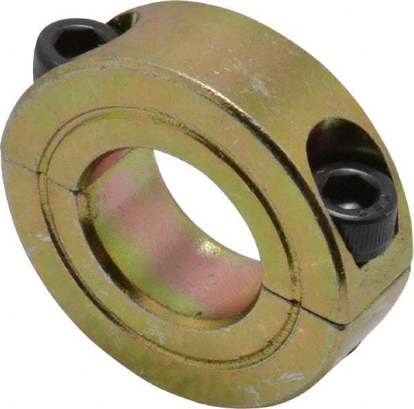 Climax Metal Products - 11/16" Bore, Steel, Two Piece Clamping Shaft Collar - 1-3/8" Outside Diam, 7/16" Wide - Americas Industrial Supply