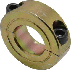 Climax Metal Products - 11/16" Bore, Steel, Two Piece Clamping Shaft Collar - 1-3/8" Outside Diam, 7/16" Wide - Americas Industrial Supply