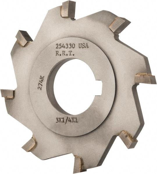 Made in USA - 3" Diam x 1/4" Width of Cut, 8 Teeth, Carbide Tipped Side Milling Cutter - Straight Teeth, Uncoated - Americas Industrial Supply