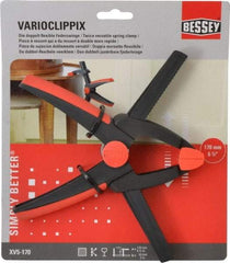 Bessey - 6-1/2" Jaw Opening Capacity, 2" Throat Depth, Double Variable Jaw, Spring Clamp - Plastic Body, Plastic Handle, Plastic Tip, 9" OAL - Americas Industrial Supply