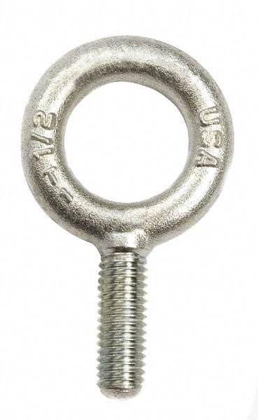 Gibraltar - 9,000 Lb Capacity, Steel, 1-8 Thread, Lifting Eye Bolt - Fully Threaded, 3" Shank, 3" Thread Length, No Shoulder - Americas Industrial Supply