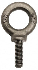 Gibraltar - 2,600 Lb Capacity, Forged Steel, 1/2-13 Thread, Fixed Lifting Eye Bolt - Fully Threaded, 4" Shank, 4" Thread Length, Shoulder - Americas Industrial Supply