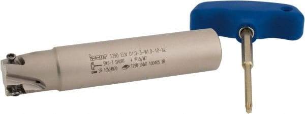 Iscar - 1" Cut Diam, 0.394" Max Depth of Cut, 1" Shank Diam, 5" OAL, Indexable Square Shoulder End Mill - T290 LN.T 1004 Inserts, Weldon Shank, 90° Lead Angle, Through Coolant, Series SumoMill - Americas Industrial Supply