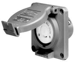 Hubbell Wiring Device-Kellems - 277 VAC, 20 Amp, L7-20R NEMA, Self Grounding Receptacle - 2 Poles, 3 Wire, Female End, Gray - Americas Industrial Supply